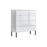 KOMODA, bílá, vysoce lesklá bílá, 79/86/33 cm - bílá/antracitová, Moderní, kov/kompozitní dřevo (79/86/33cm) - MID.YOU