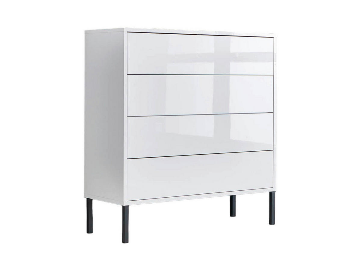 KOMODA, bílá, vysoce lesklá bílá, 79/86/33 cm - bílá/antracitová, Moderní, kov/kompozitní dřevo (79/86/33cm) - MID.YOU