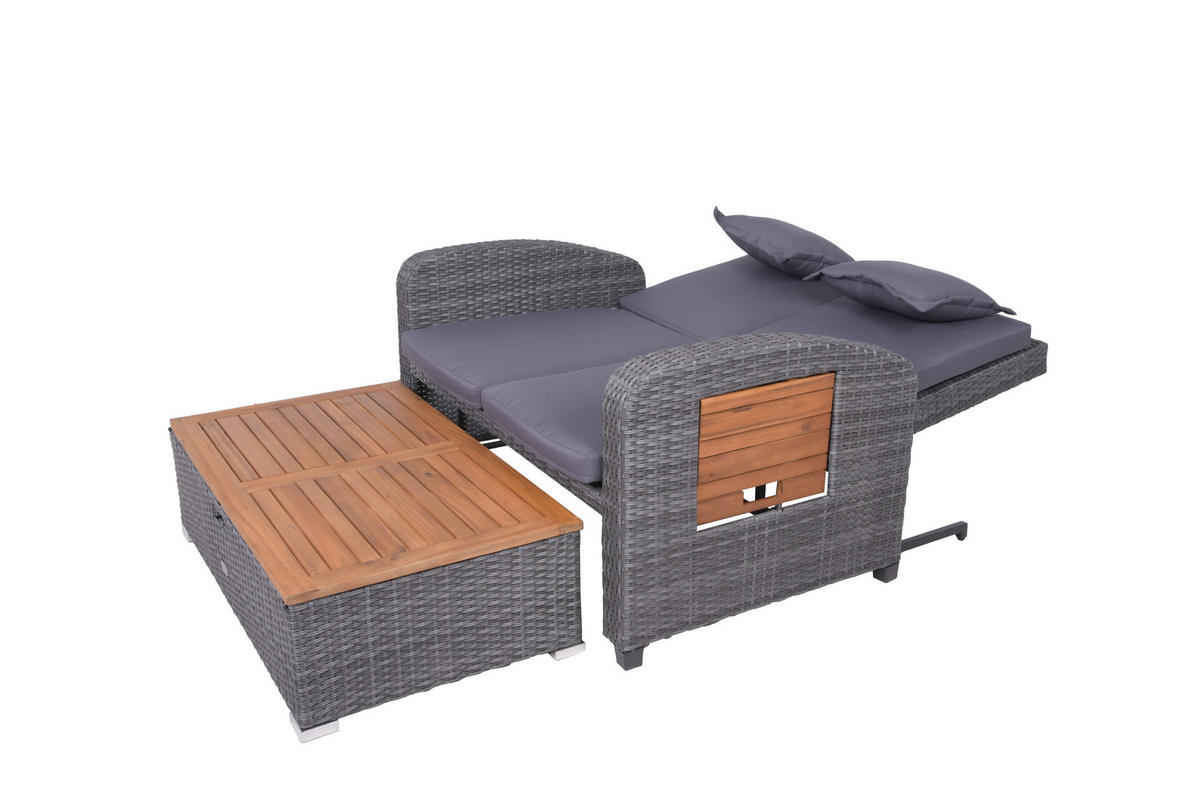 LOUNGEGARNITUR   116/95/118 cm Akazie massiv Stahl  - Dunkelgrau/Anthrazit, Basics, Holz/Kunststoff (116/95/118cm) - Gardenson