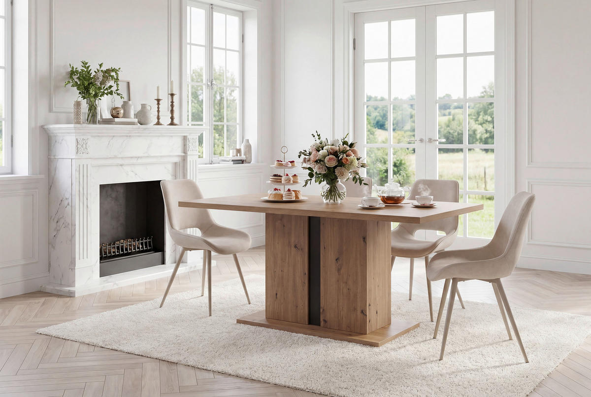 ESSTISCH 160/90/76 cm Nachbildung  Holzwerkstoff Stauraum rechteckig Schwarz, Eiche Artisan  - Schwarz/Eiche Artisan, MODERN, Holzwerkstoff (160/90/76cm) - Livetastic