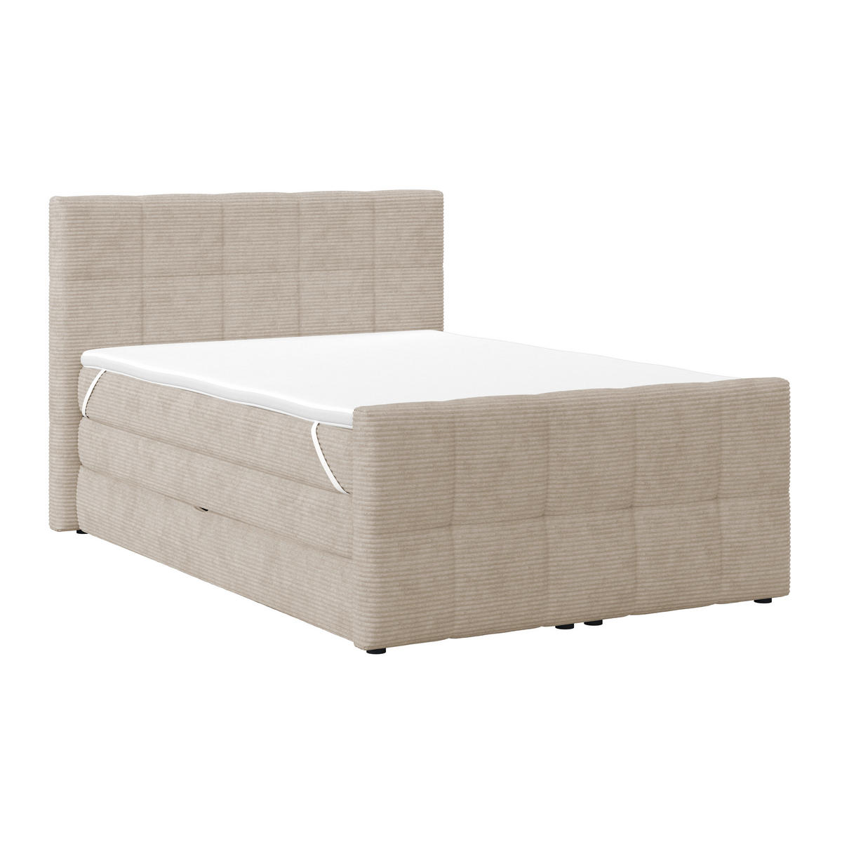 BOXSPRINGBETT 140/200 cm,  in Beige, gepolstertes Kopfteil, Bettkasten, Topper, Matratzen, H4 + H4 = sehr fest  - Beige, KONVENTIONELL, Holz/Holzwerkstoff (140/200cm) - Luca Bessoni
