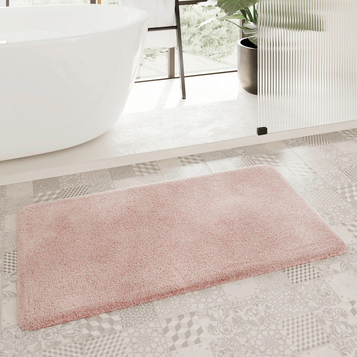 BADTEPPICH Hellrosa 55/65 cm  - Hellrosa, Basics, Kunststoff/Textil (55/65cm) - WECON HOME BASIC