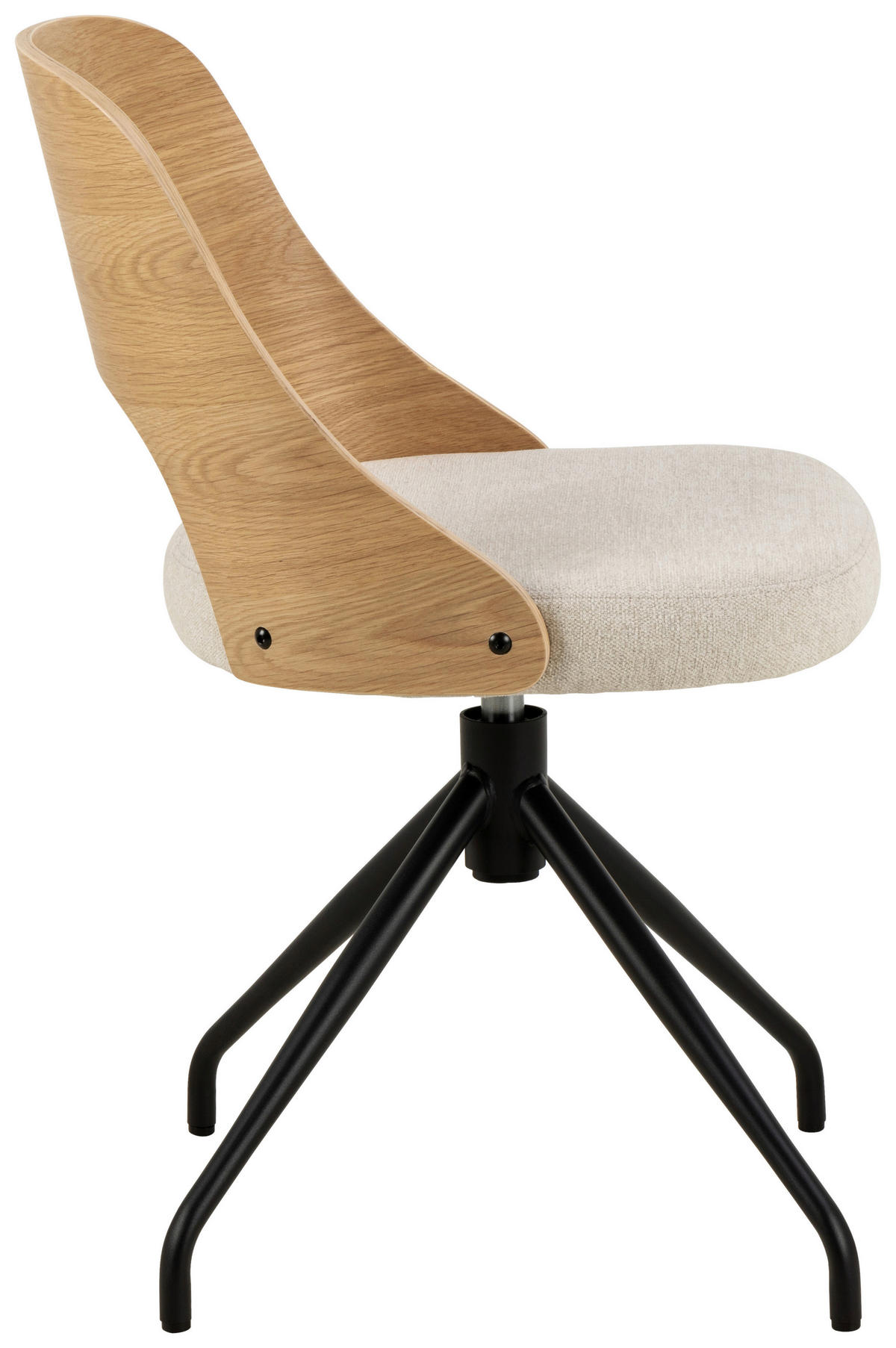 STOL, tekstil, leseni material barve hrasta, bež  - črna/barve hrasta, Moderno, kovina/tekstil (48/79/53cm) - MID.YOU