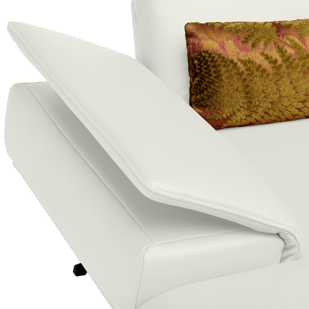 ECKSOFA in Echtleder Weiß  150/242 cm  - Beige/Schwarz, Design, Leder/Metall (150/242cm) - Koinor