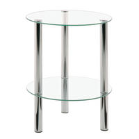 BEISTELLTISCH in Metall, Glas 35/35/47 cm  - Chromfarben, Design, Glas/Metall (35/35/47cm) - Carryhome