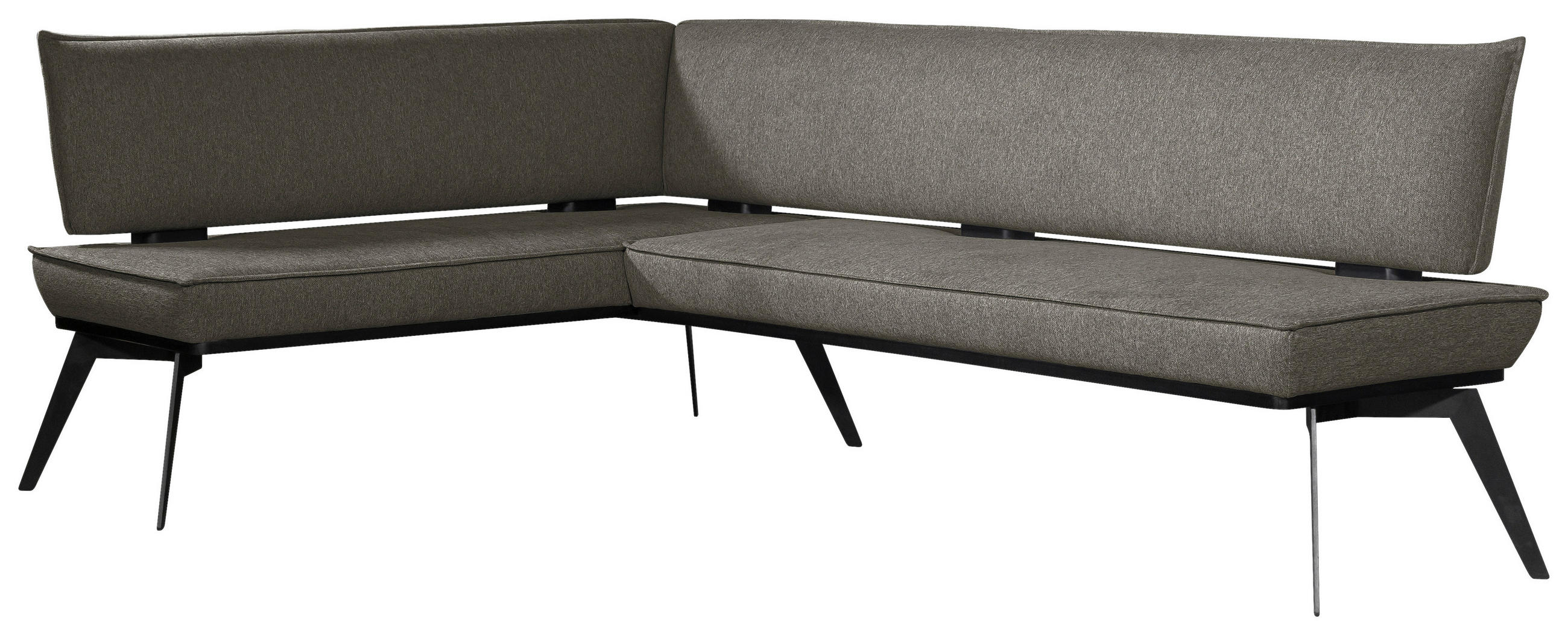 ECKBANK 165/235 cm Webstoff Schwarz, Dunkelgrau Buche massiv   - Dunkelgrau/Schwarz, Basics, Holz/Textil (165/235cm) - Carryhome
