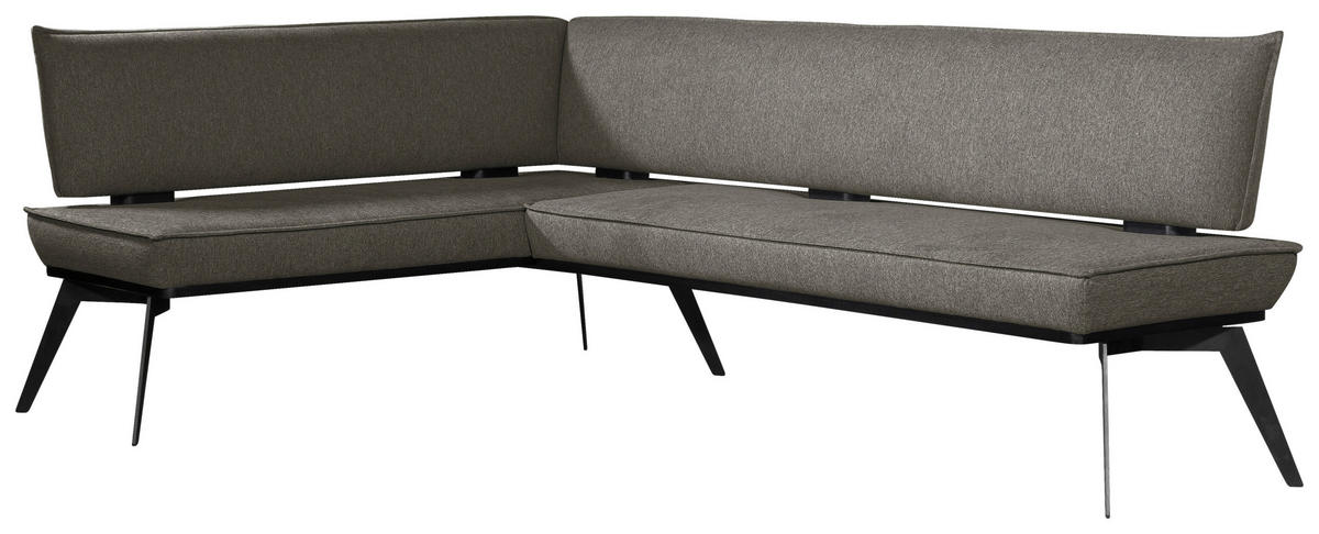 ECKBANK 165/235 cm Webstoff Schwarz, Dunkelgrau Buche massiv   - Dunkelgrau/Schwarz, Basics, Holz/Textil (165/235cm) - Carryhome