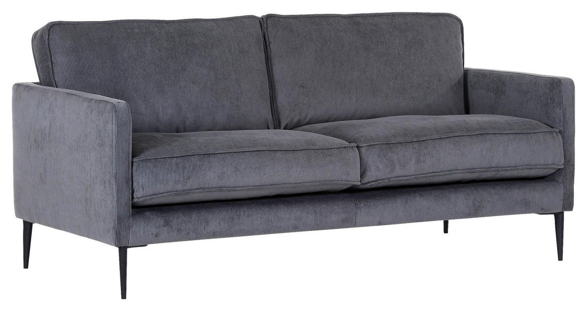 2-SITZER-SOFA in Cord Anthrazit  - Anthrazit/Schwarz, Design, Holz/Textil (175/64/85cm) - Ambia Home