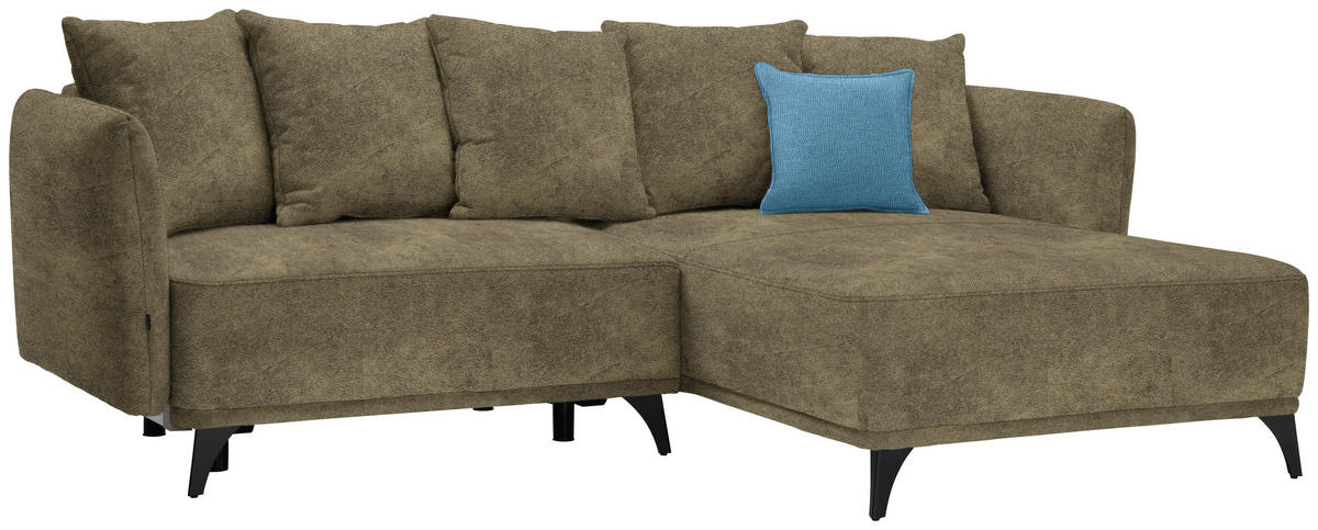 ECKSOFA in Chenille Dunkelgrau  255/172 cm  - Dunkelgrün/Dunkelgrau, LIFESTYLE, Textil/Metall (255/172cm) - Carryhome