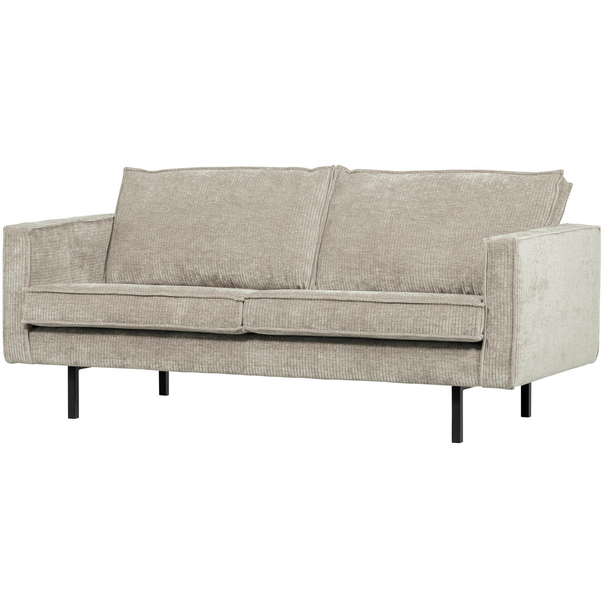 2,5-SITZER Rodeo in gerippt Sandfarben  - Sandfarben, MODERN, Textil/Metall (190/85/86cm) - Livetastic