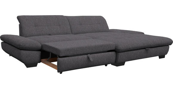 ECKSOFA in Mikrofaser Grau  - Schwarz/Grau, Design, Textil/Metall (290/198cm) - Xora