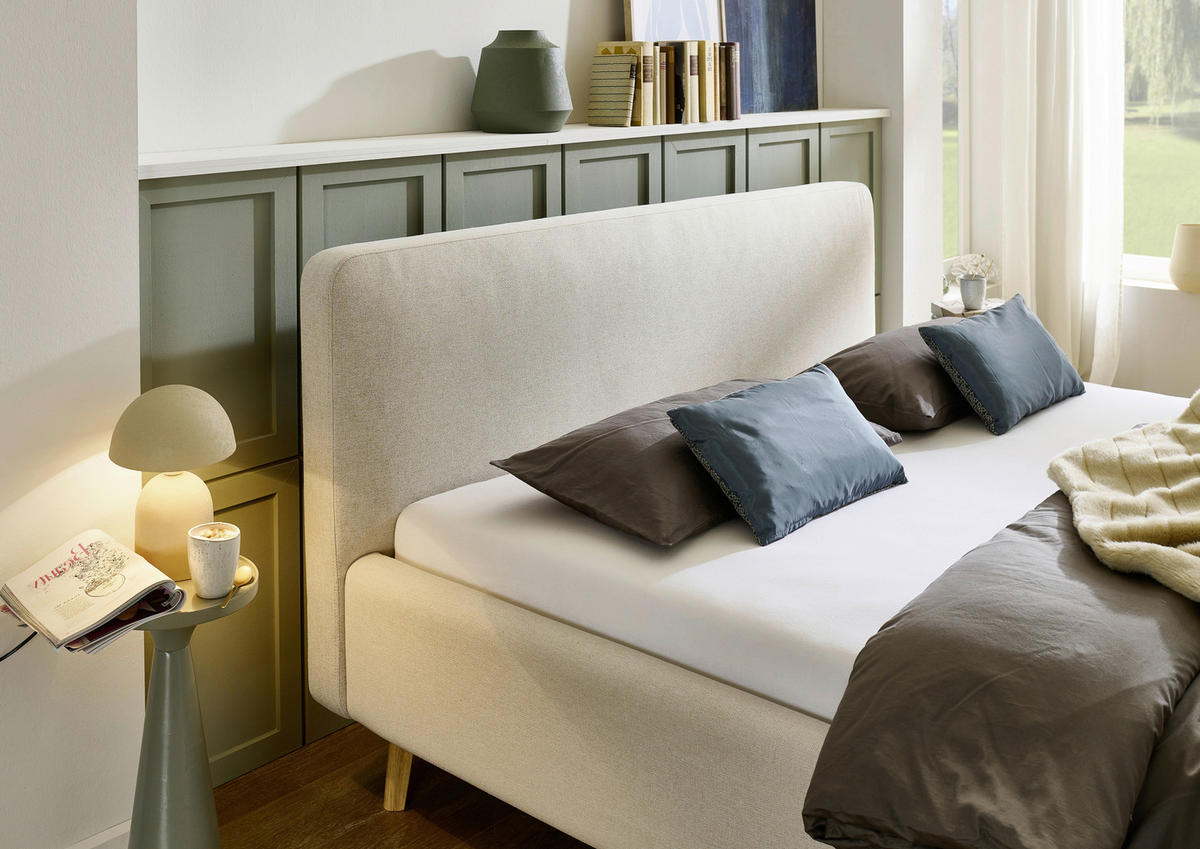 POLSTERBETT 180/200 cm  in Beige  - Eichefarben/Birkefarben, Design, Holz/Textil (180/200cm) - Xora