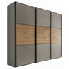 SCHWEBETÜRENSCHRANK in Hellgrau, Eiche Artisan  - Hellgrau/Schwarz, Holzwerkstoff/Metall (249/222/68cm) - Moderano