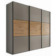 SCHWEBETÜRENSCHRANK  in Hellgrau, Eiche Artisan  - Hellgrau/Schwarz, Holzwerkstoff/Metall (249/222/68cm) - Moderano