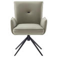 ARMLEHNSTUHL  Lederauswahl, Wippfunktion, Sitzfläche 360° drehbar  Echtleder  - Creme/Schwarz, Design, Leder/Metall (63/89/65cm) - Valnatura