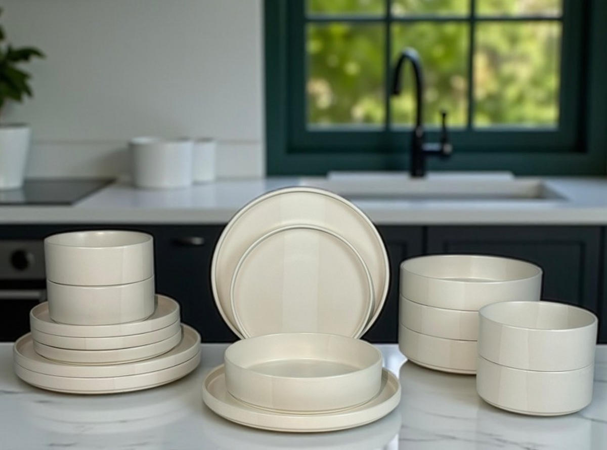 KOMBISERVICE Kyoto striscia 16-teilig  - Weiß, Trend, Keramik - Novel