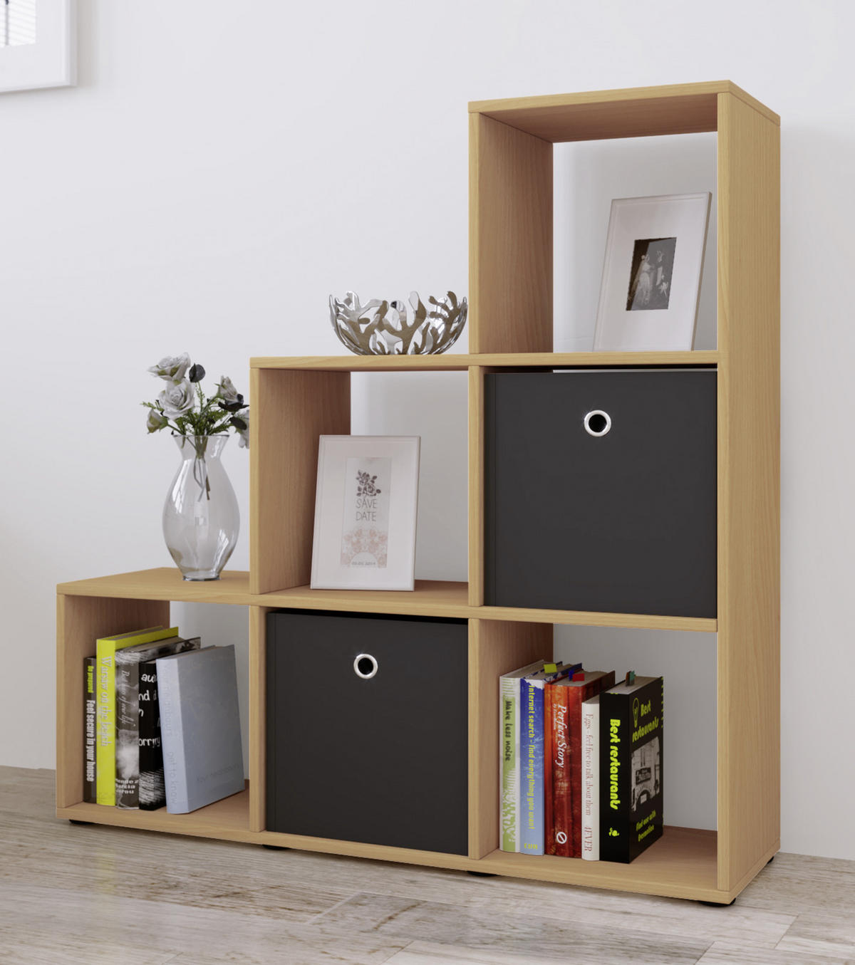 RAUMTEILER  in Holzwerkstoff   - Buchefarben/Schwarz, KONVENTIONELL, Holzwerkstoff/Kunststoff (107,5/104,5/29cm) - MID.YOU