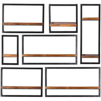 WANDREGALSET 120/110/25 cm  - Schwarz/Naturfarben, Design, Holz/Metall (120/110/25cm) - MID.YOU
