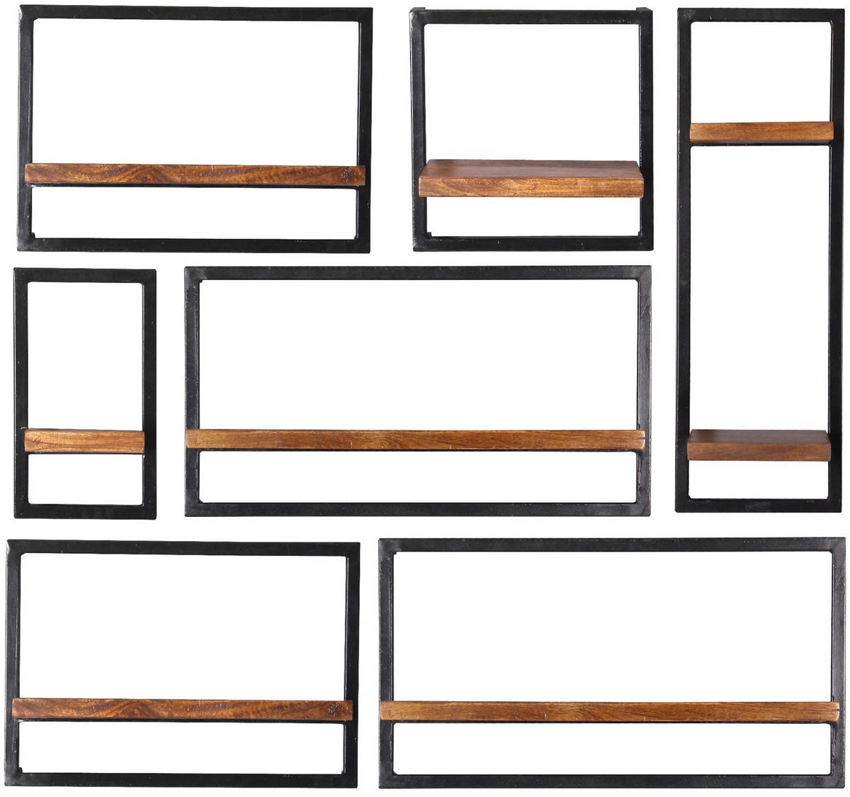 WANDREGAL 65/35/25 cm  - Schwarz/Naturfarben, Design, Holz/Metall (65/35/25cm) - MID.YOU