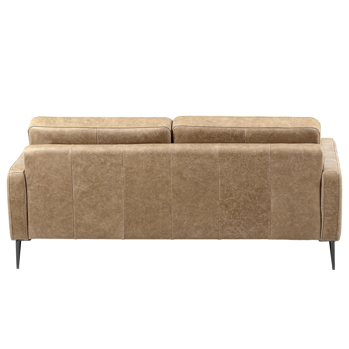 2-SITZER-SOFA SPRING in Lederlook Echtleder Beige  - Beige/Schwarzchrom, Design, Leder/Textil (157/85/92cm) - Livetastic