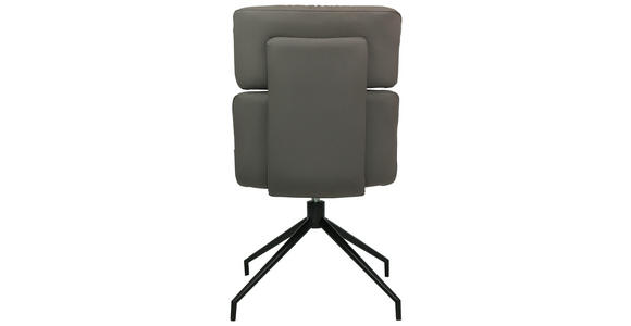 STUHL Echtleder Schwarz, Dunkelgrau  - Dunkelgrau/Schwarz, Design, Leder/Metall (50/92/64,5cm) - Dieter Knoll