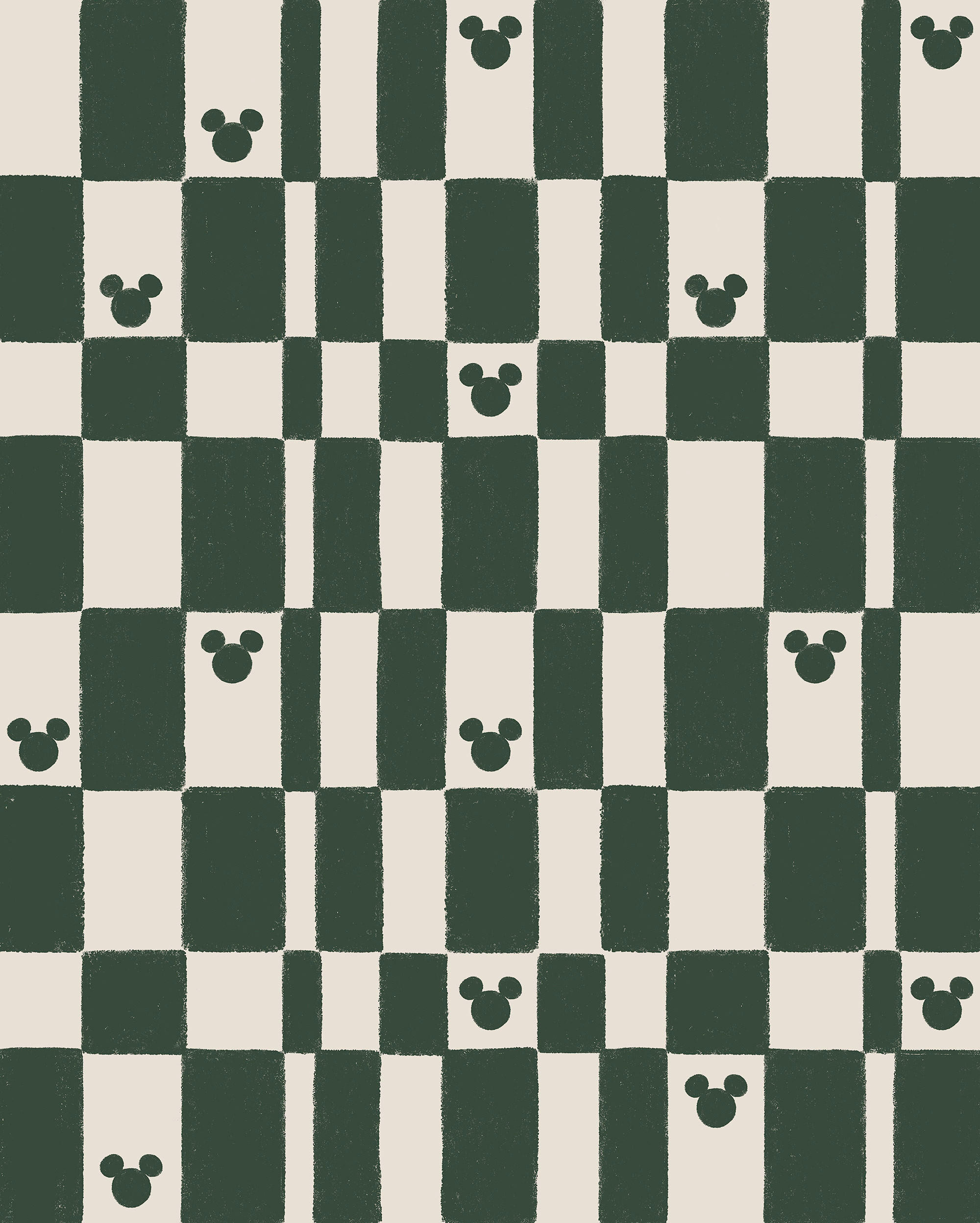 FOTOTAPETE MICKEY MOUSE GREEN CHESS  - Grün, Design, Textil (200/250cm) - Disney