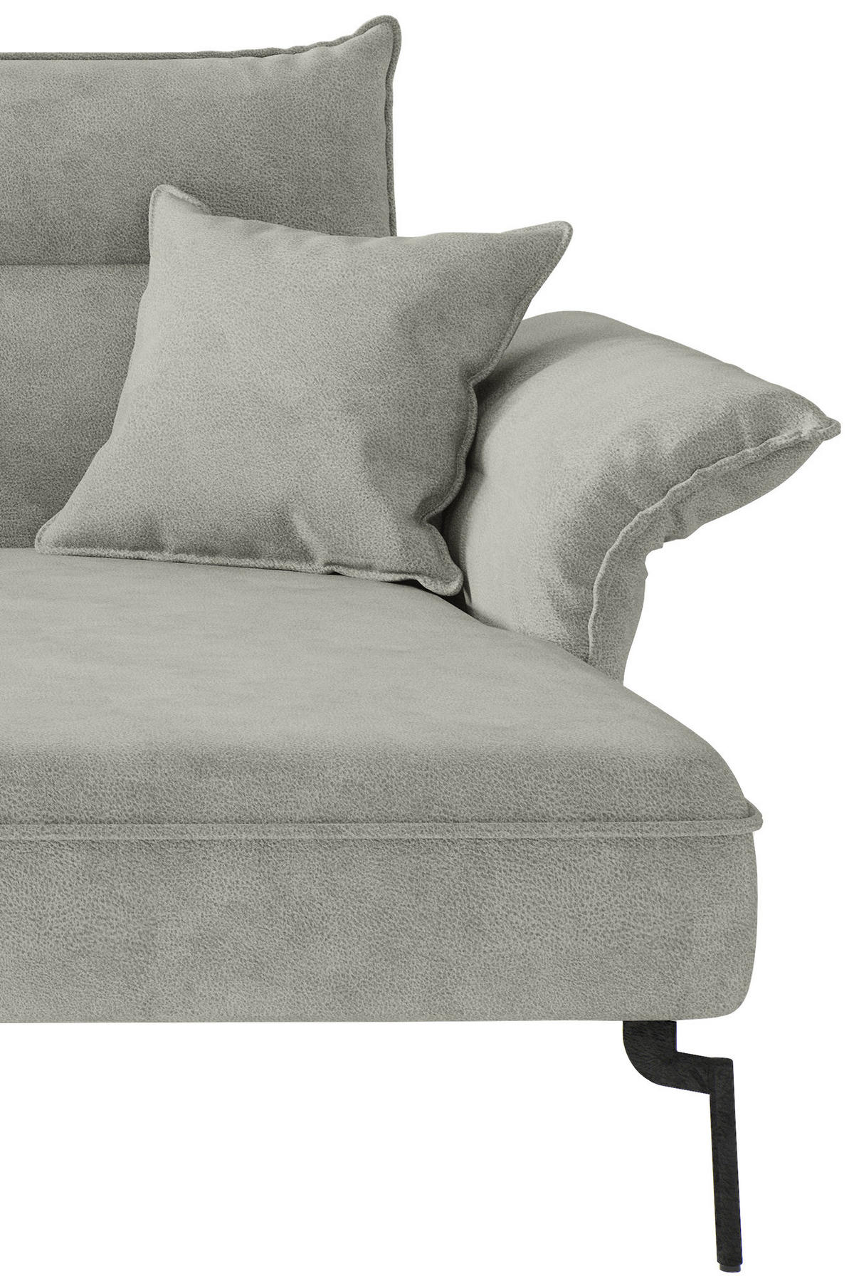ECKSOFA in Flachgewebe Hellgrau  - Edelstahlfarben/Hellgrau, Design, Textil/Metall (265/185cm) - Livetastic