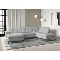 WOHNLANDSCHAFT Hellgrau Flachgewebe  - Hellgrau/Schwarz, MODERN, Textil/Metall (164/319/212cm) - Sit & More