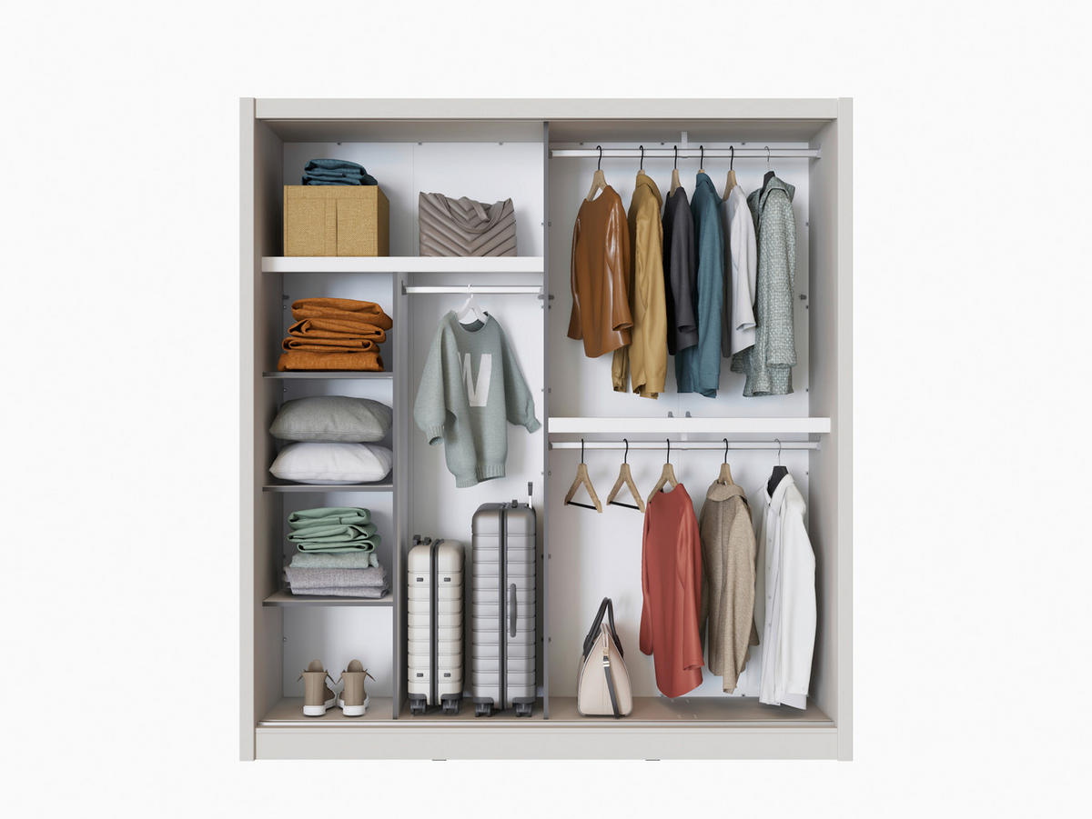 SCHIEBETÜRENSCHRANK 205/215,5/60 cm 2-türig Kaschmir  - Kaschmir/Schwarz, MODERN, Holzwerkstoff/Metall (205/215,5/60cm) - MID.YOU