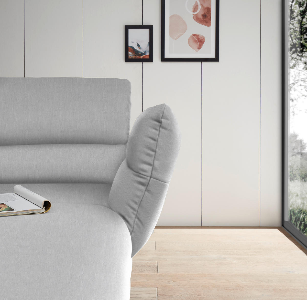 ECKSOFA in Flachgewebe Creme  279-327/176-217 cm  - Creme/Schwarz, Design, Textil/Metall (279-327/176-217cm) - Dieter Knoll