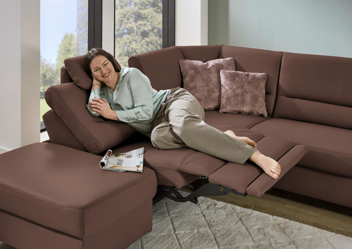 ECKSOFA  in Echtleder Braun  249/290 cm  - Schwarz/Braun, KONVENTIONELL, Leder/Metall (249/290cm) - Beldomo Premium