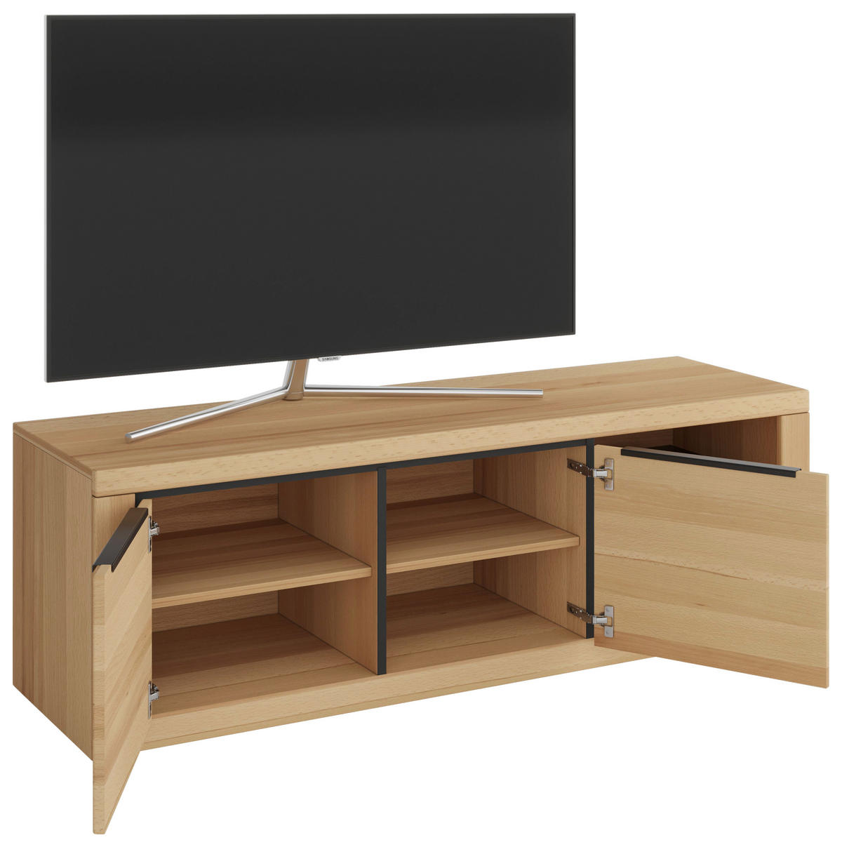 LOWBOARD 160/51/54 cm  - Buchefarben/Schwarz, Design, Holz/Holzwerkstoff (160/51/54cm) - Livetastic
