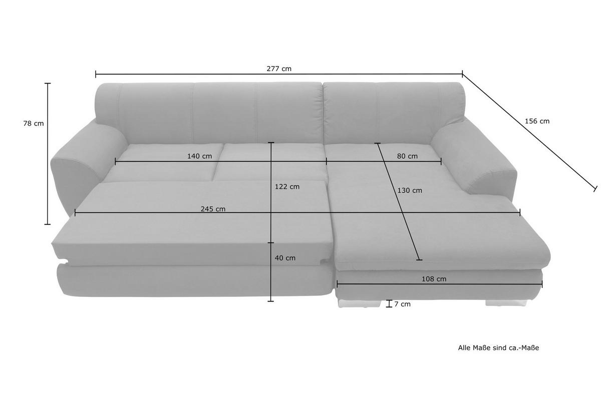 ECKSCHLAFSOFA NIKA Silberfarben Webstoff  - Silberfarben, Basics, Holz/Textil (277/156cm) - MID.YOU