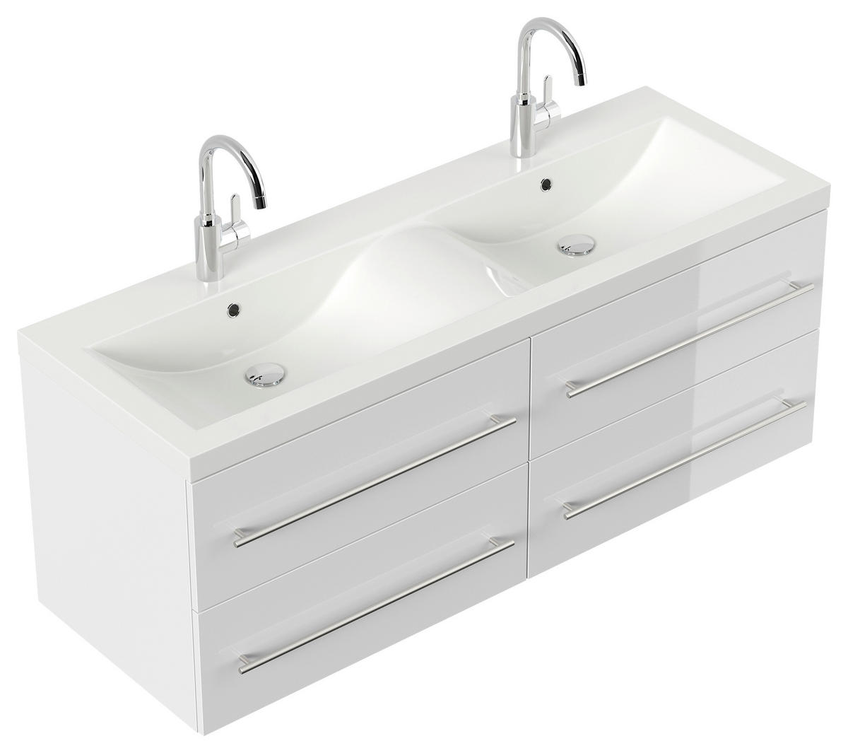 WASCHTISCHKOMBI 160 cm  - Weiß Hochglanz/Weiß, Basics, Holzwerkstoff/Stein (160cm) - MID.YOU