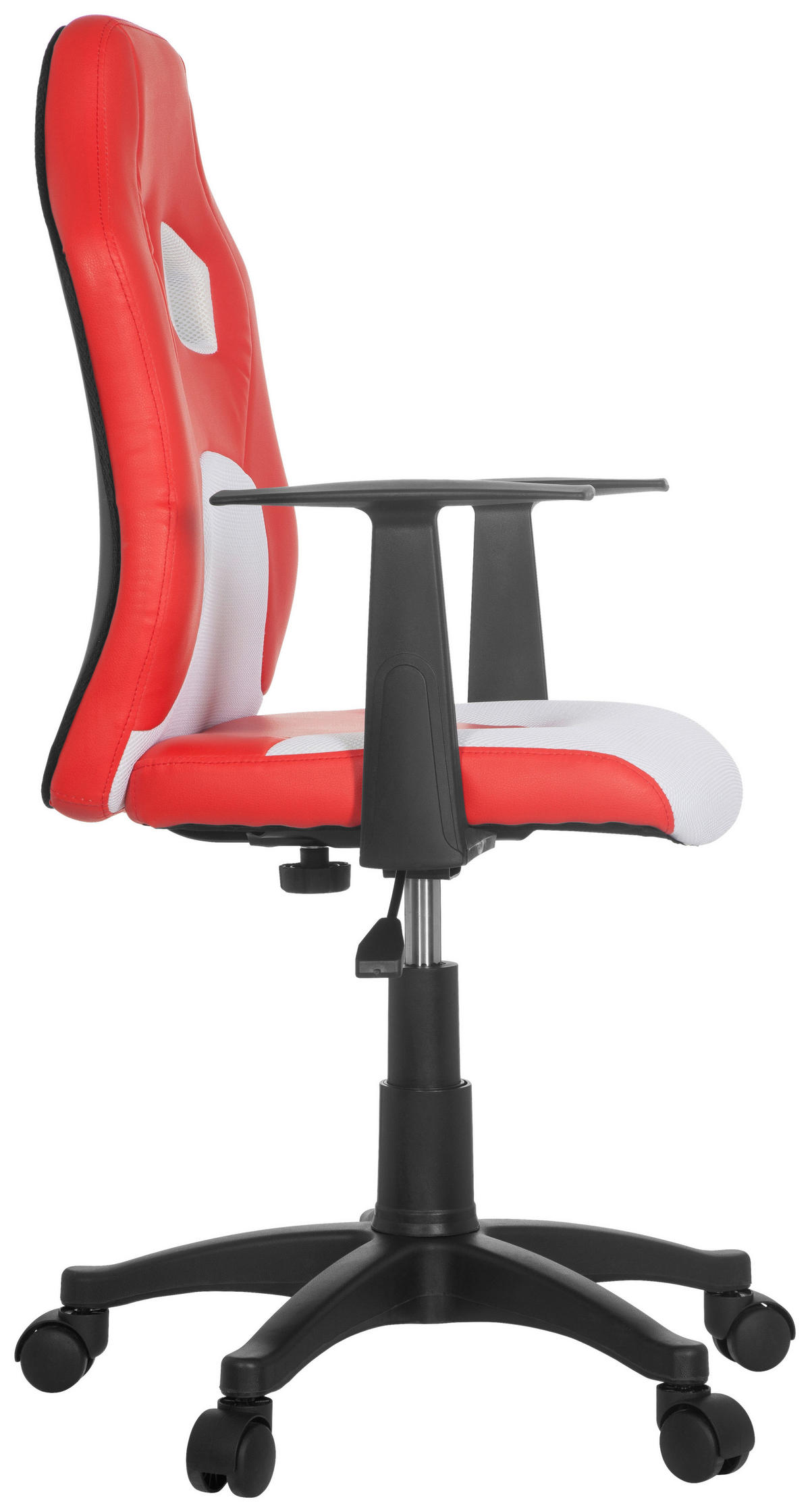 OTOČNÁ ŽIDLE PRO MLÁDEŽ, vzhled kůže, síťovina, červená, bílá - bílá/černá, Moderní, textil/plast (54/105/48cm) - MID.YOU