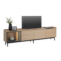 LOWBOARD  in 240/62/40 cm  - Eichefarben/Schwarz, Design, Glas/Holzwerkstoff (240/62/40cm) - Lomoco