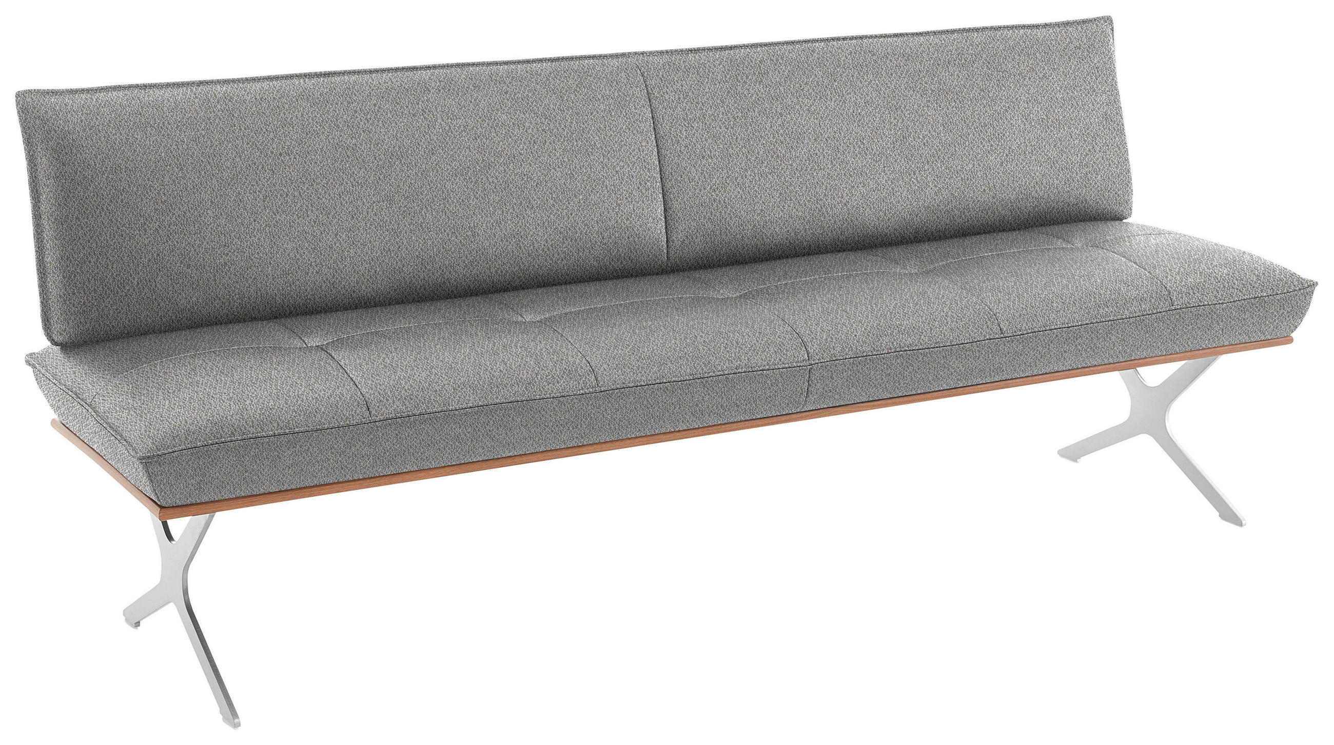 SITZBANK 214/88/66 cm  in Nussbaumfarben, Nickelfarben, Ecru  - Ecru/Edelstahlfarben, Design, Holz/Textil (214/88/66cm) - Koinor
