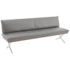 SITZBANK 214/88/66 cm  in Nussbaumfarben, Nickelfarben, Ecru  - Ecru/Edelstahlfarben, Design, Holz/Textil (214/88/66cm) - Koinor