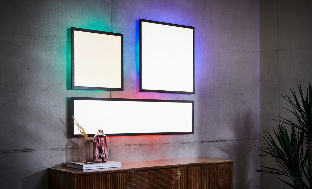 LED PANEL, 45/45/4,5 cm - bílá/černá, Basics, kov/plast (45/45/4,5cm) - Novel