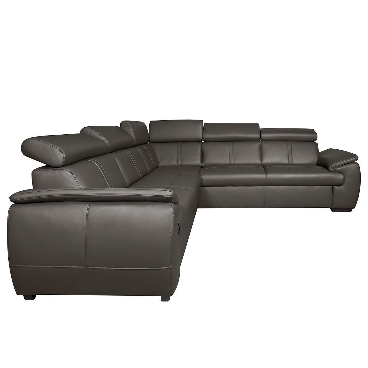 ECKSOFA  in Echtleder Dunkelbraun  - Dunkelbraun/Schwarz, Design, Leder/Holz (265/265cm) - Livetastic