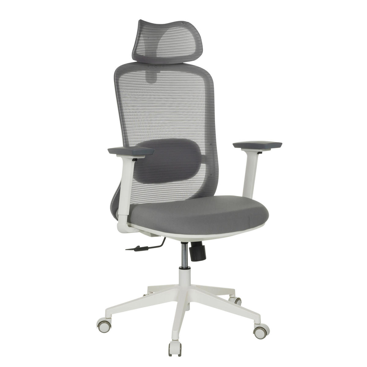 DREHSTUHL Netzbespannung Grau  - Weiß/Grau, MODERN, Kunststoff/Textil (67/113 - 129/68cm) - MID.YOU