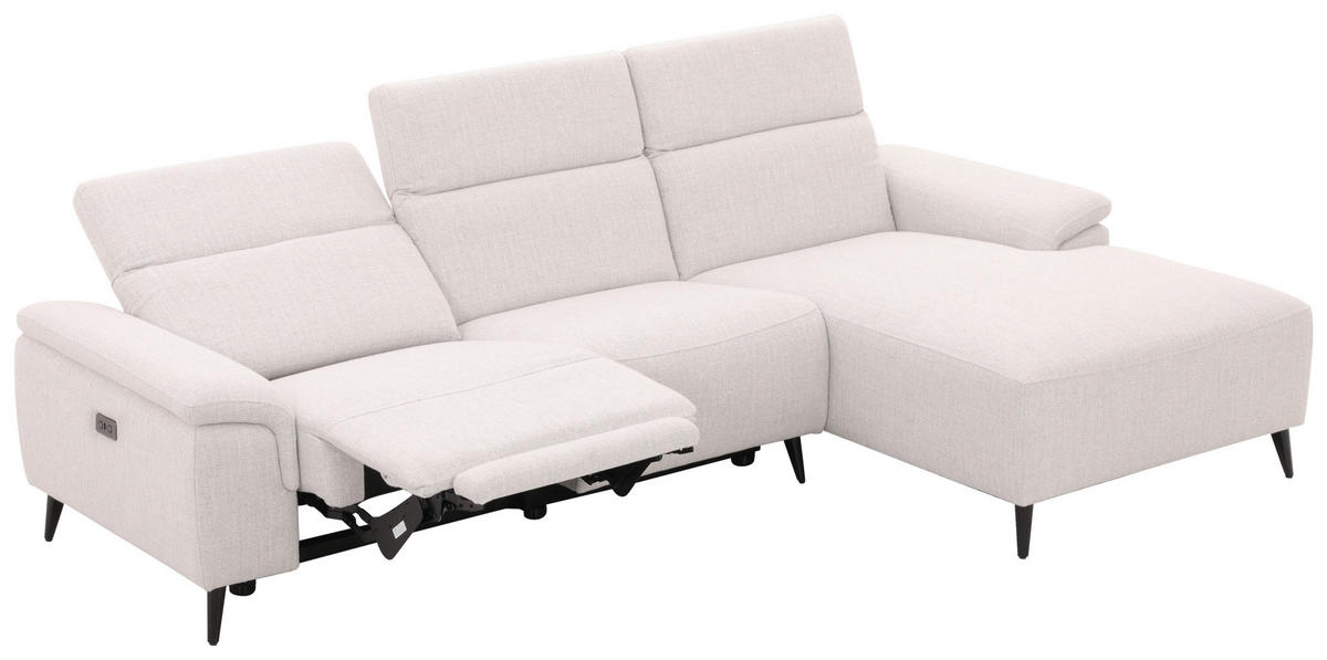 ECKSOFA inkl. Funktionen Hellgrau Leinenoptik  - Schwarzchrom/Hellgrau, Design, Holz/Kunststoff (270/75/171cm) - Xora