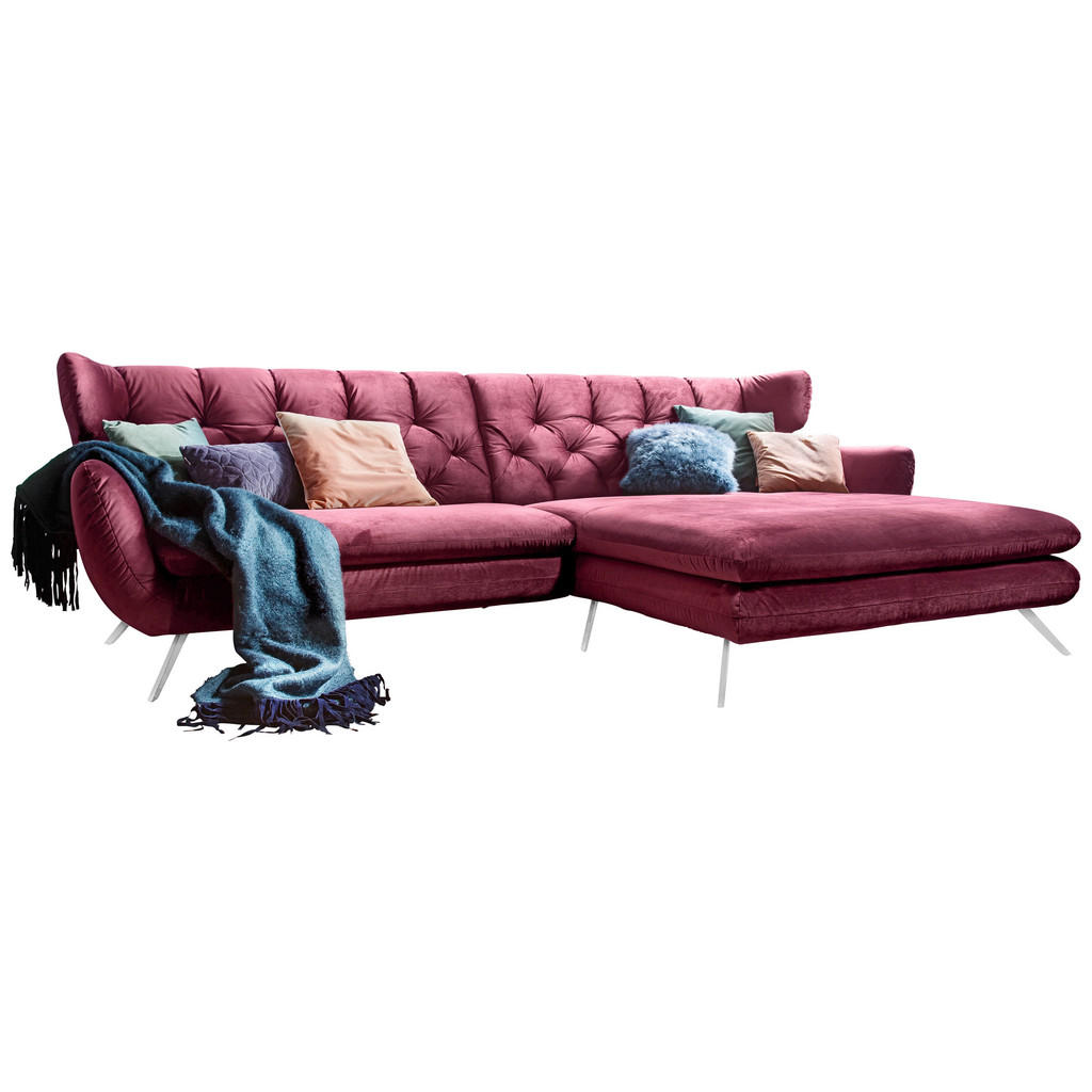 Thumbnail - Pure Home Lifestyle Ecksofa, Lila, Textil, 4-Sitzer, L-Form, 300x175 cm, Goldenes M, Dgm, Fußauswahl, Hocker erhältlich,...