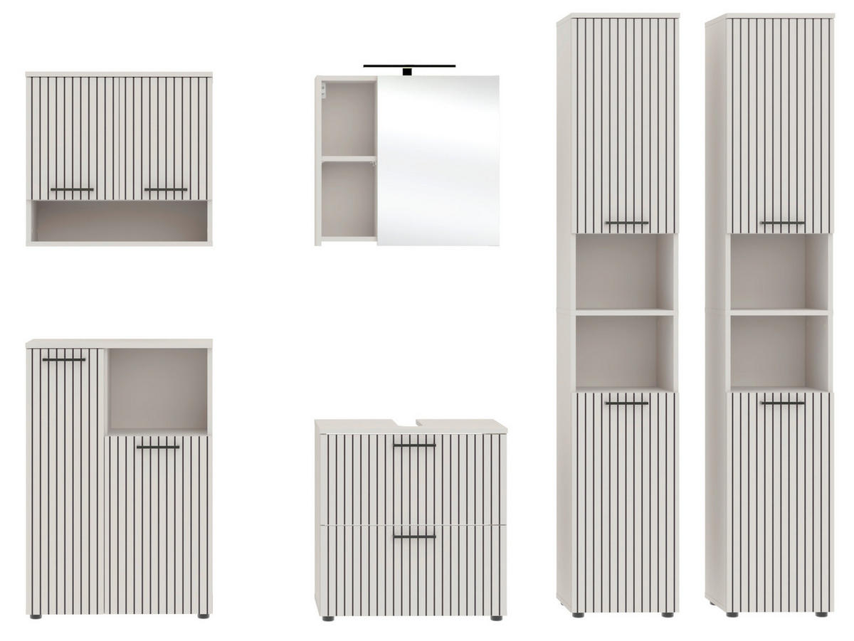 Baie 6 piese, 235 cm - cașmir/negru, Trend, sticlă/metal (235cm) - Respekta