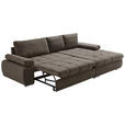 ECKSOFA in Flachgewebe Graubraun  - Chromfarben/Graubraun, Design, Kunststoff/Textil (294/173cm) - Carryhome