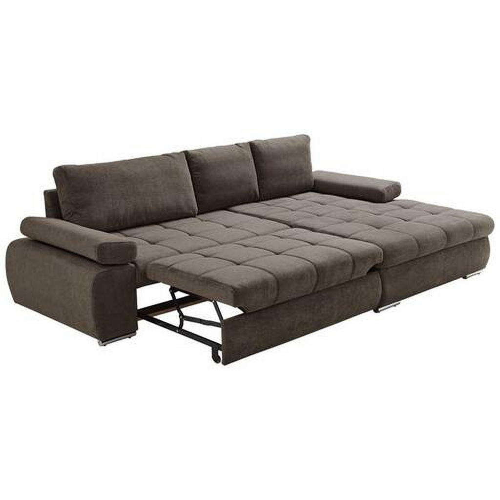 Thumbnail - Carryhome Ecksofa, Graubraun, Textil, Uni, 4-Sitzer, Füllung: Schaumstoff, Ottomane rechts, L-Form, 294x173 cm, Stoffaus...