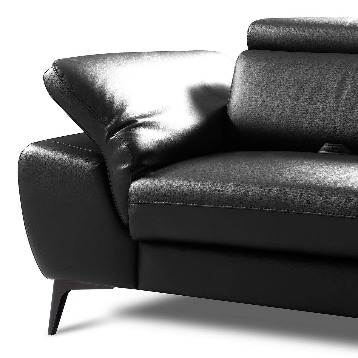 ECKSOFA  in Lederlook Echtleder Schwarz  274/220 cm  - Schwarz, Design, Leder/Textil (274/220cm) - Livetastic