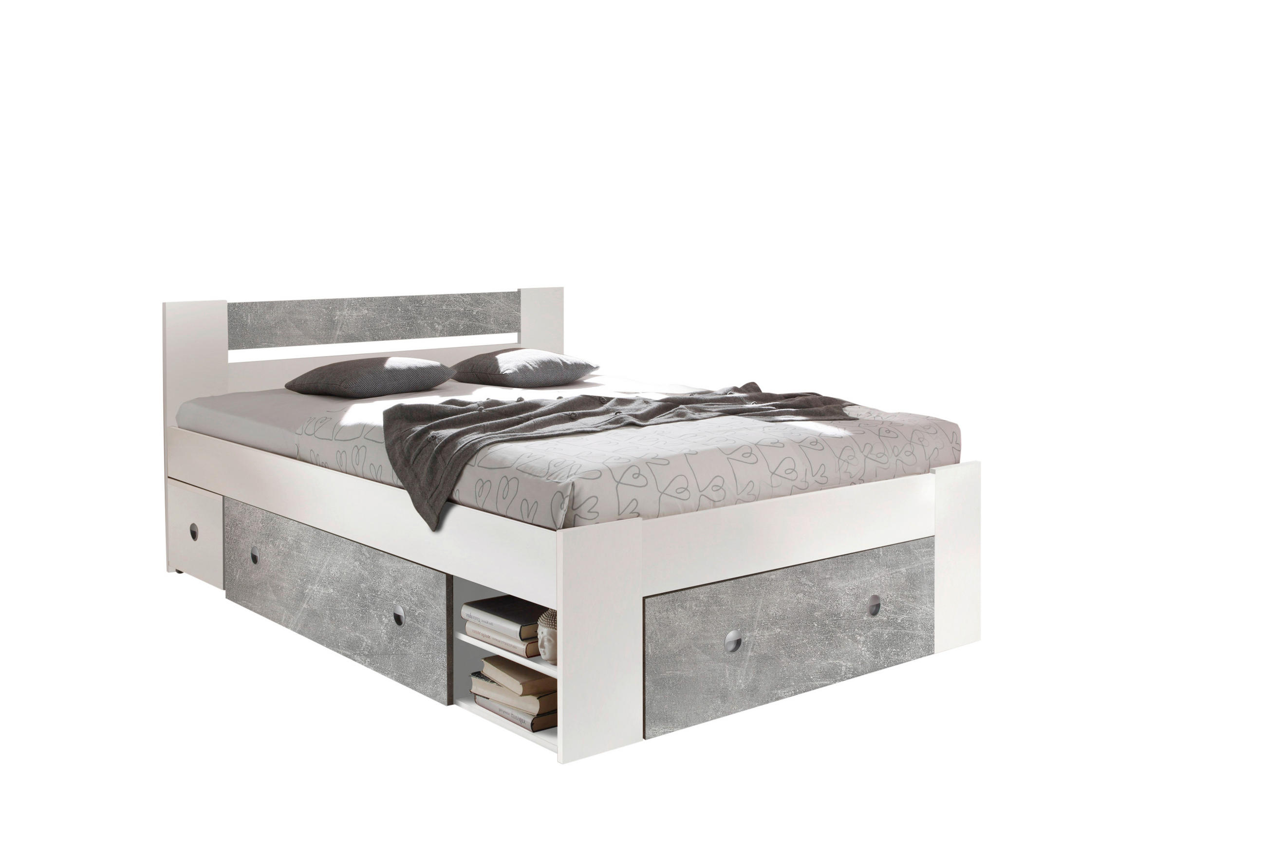 POSTELOVÁ SESTAVA, 140/200 cm, bílá, barvy dubu - bílá/barvy dubu, Design, kompozitní dřevo (140/200cm) - Carryhome