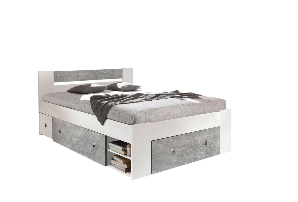 ZOSTAVA S POSTEĽOU, 140/200 cm, biela, farba duba - biela/farba duba, Design, kompozitné drevo (140/200cm) - Carryhome