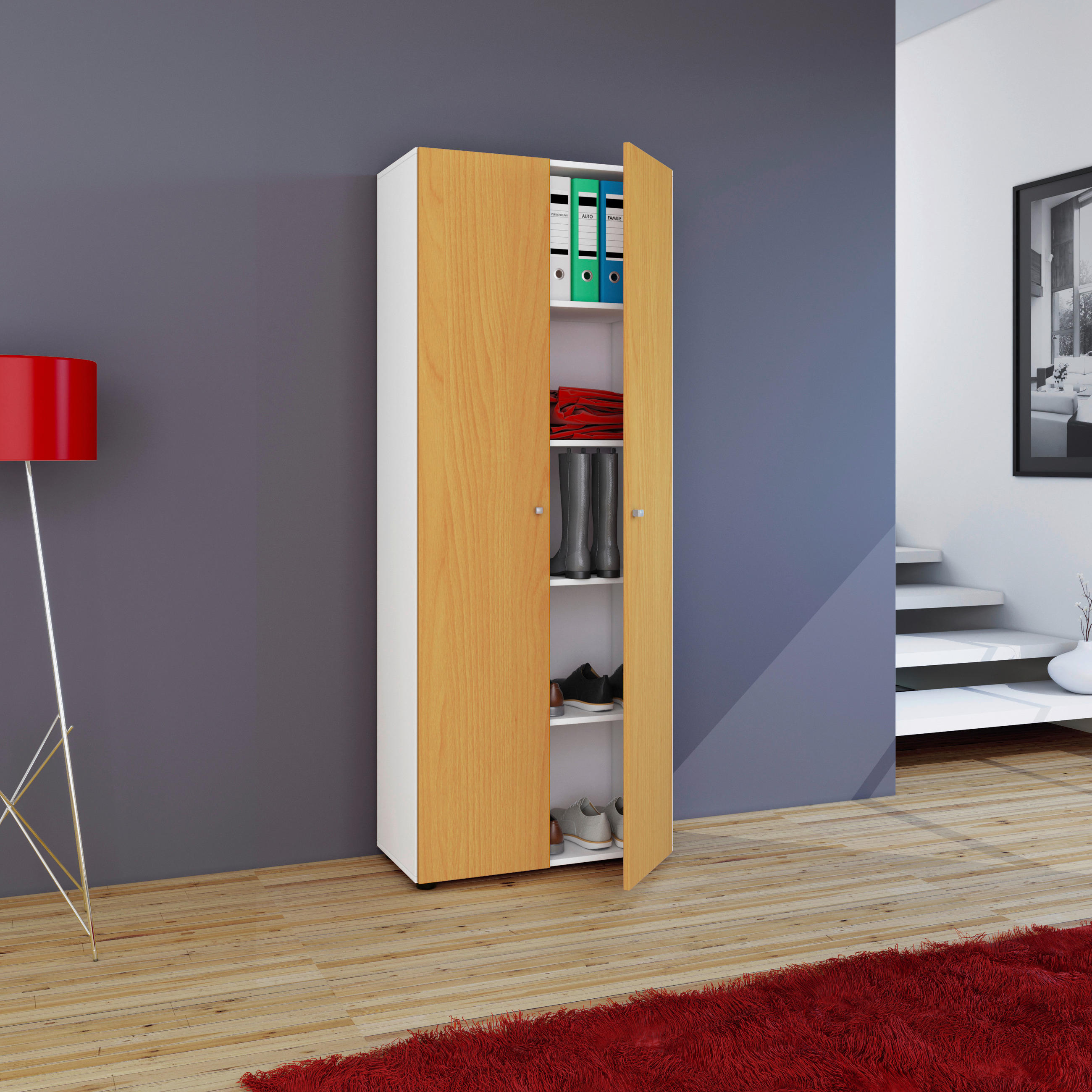 MULTISKÅP 70/178/39 cm 2-dörrar - vit/bokfärgad, Design, trämaterial/plast (70/178/39cm) - MID.YOU